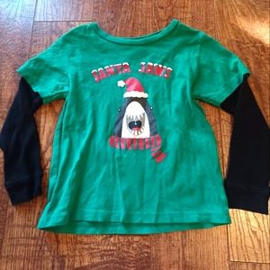 Lightning Bug Santa Jaws Christmas Shirt Boy Sz 4T